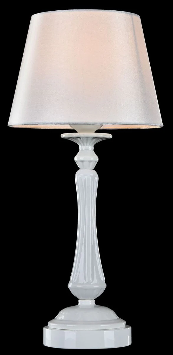 Casa Padrino l¨¢mpara de mesa barroca blanco brillante ? 23 x H. 48 cm - Muebles Art Nouveau