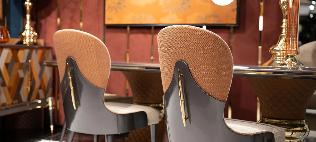 Casa Padrino conjunto de comedor Art Deco de lujo - Mesa de comedor y 8 sillas