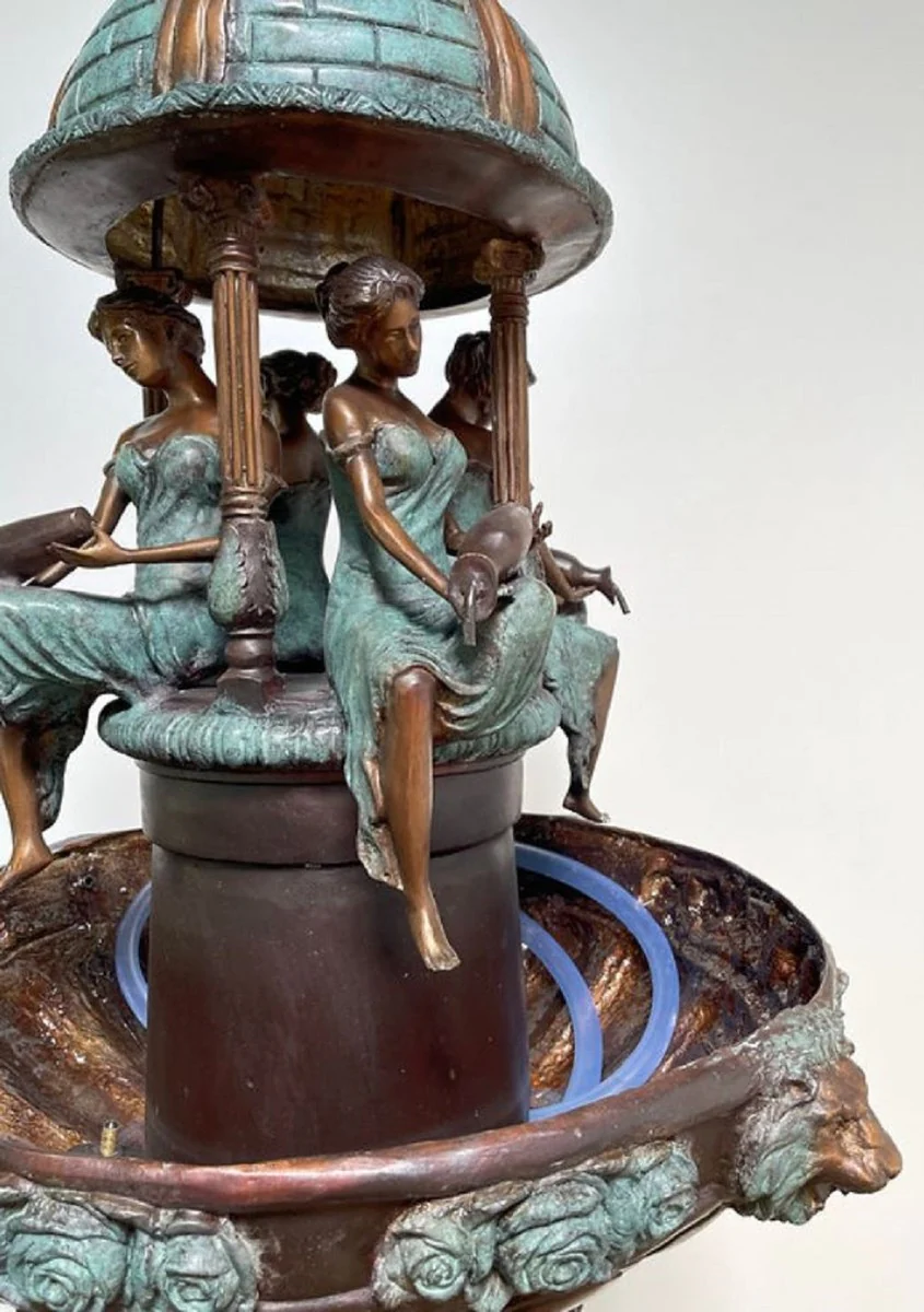 Casa Padrino fuente de bronce Art Nouveau de lujo bronce / turquesa Ø 81 x A. 236 cm - Magnífica fuente de jardín - Fuente de decoración jardín - Accesorios de Jardín Barroco y Art Nouveau