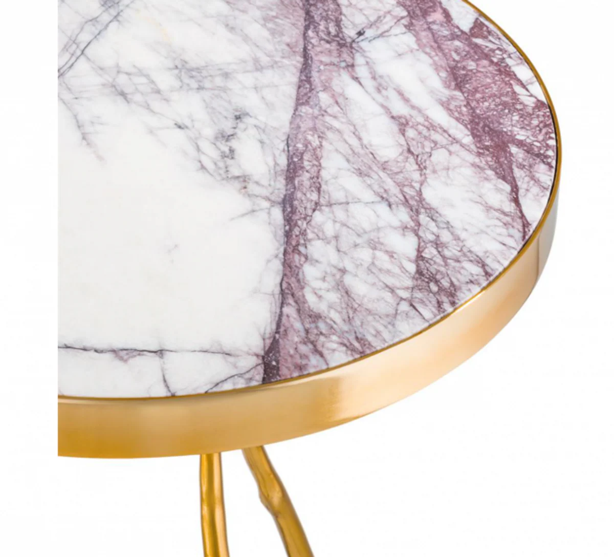 Casa Padrino luxury art deco designer side table gold with white marble top 50 x H 58 cm - Luxury Hotel Table