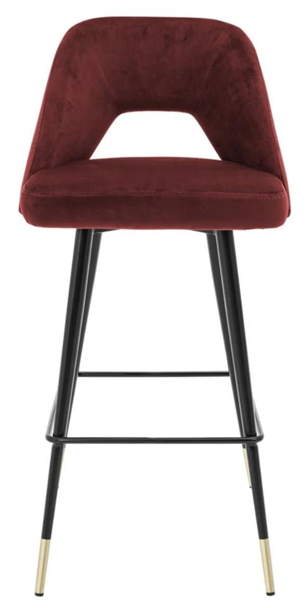 Casa Padrino luxury bar stool bordeaux red / black 50 x 50 x H. 100 cm - Luxury Bar Stools with Backrest