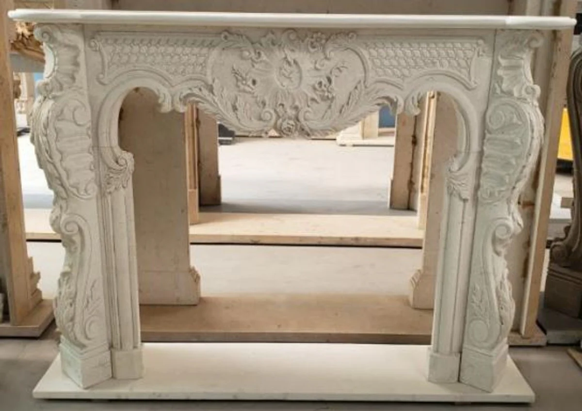 Casa Padrino marco de chimenea barroco de lujo crema 180 x 35 x A. 130 cm - Magn¨ªfico marco de chimenea de m¨¢rmol de alta calidad - Accesorios decorativos en estilo barroco