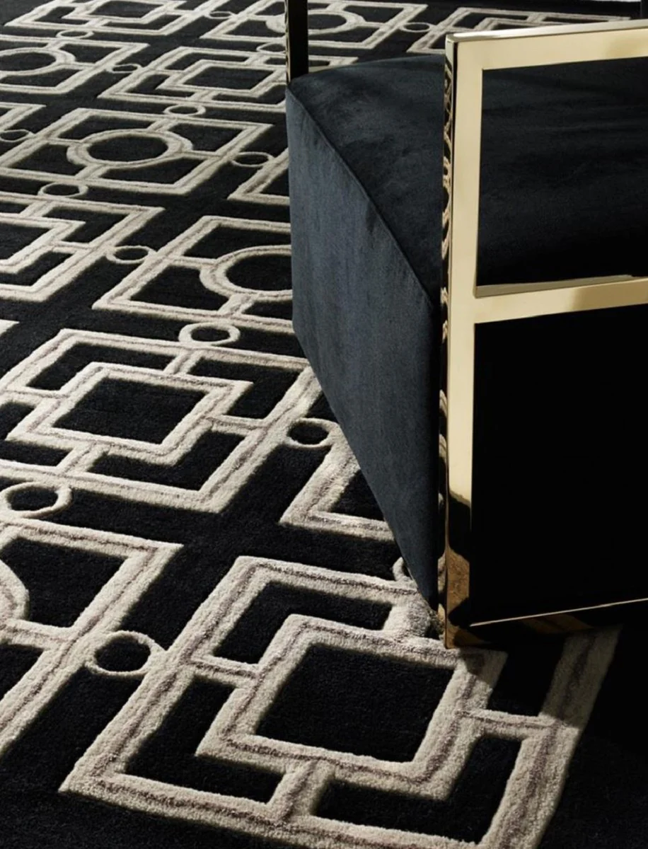 Casa Padrino alfombra de hotel de lujo negro / marrón - Varios Tamaños - Accesorios de Hotel de Lujo