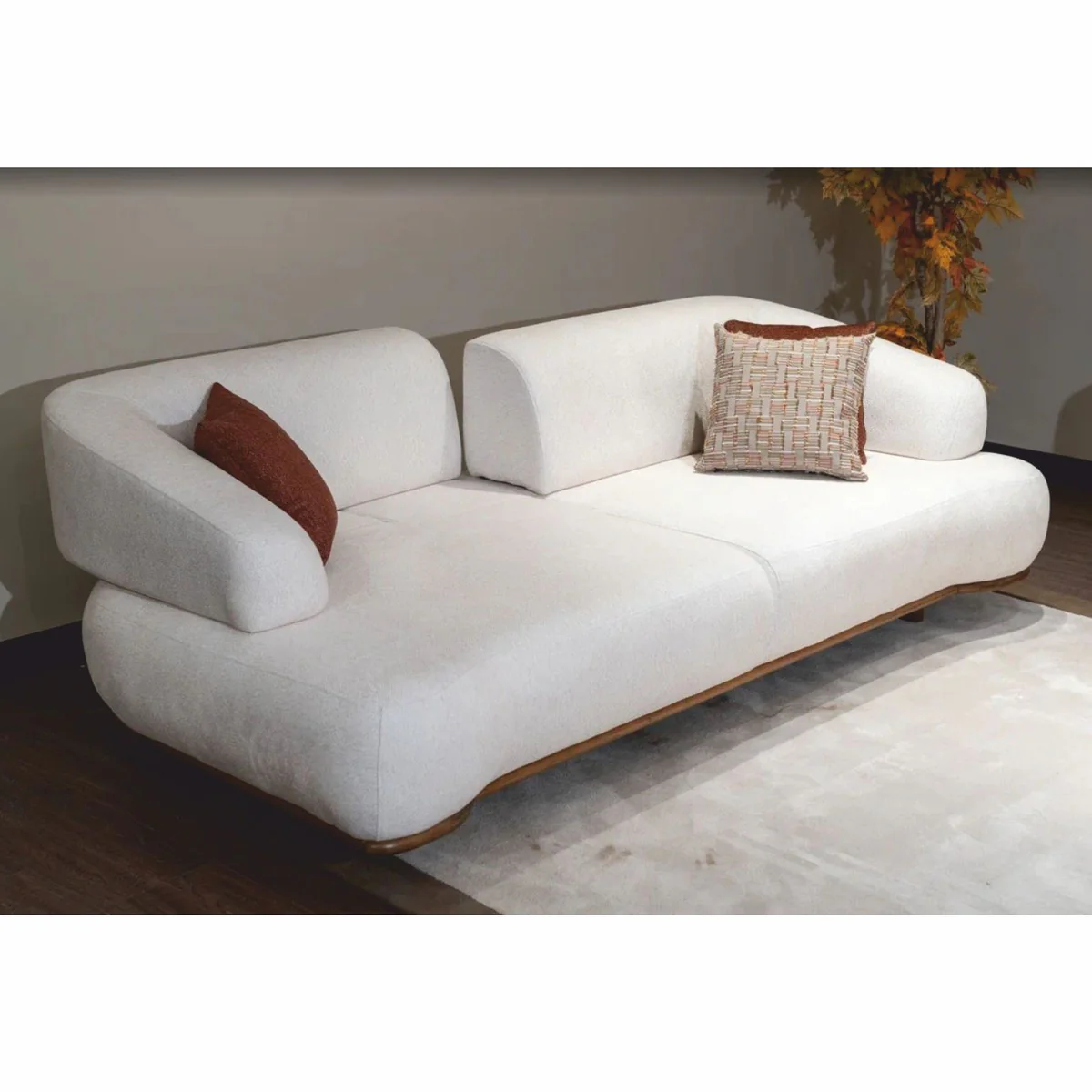 Casa Padrino sof¨¢ de lujo con respaldos regulables blanco / marr¨®n 240 cm - Muebles de lujo
