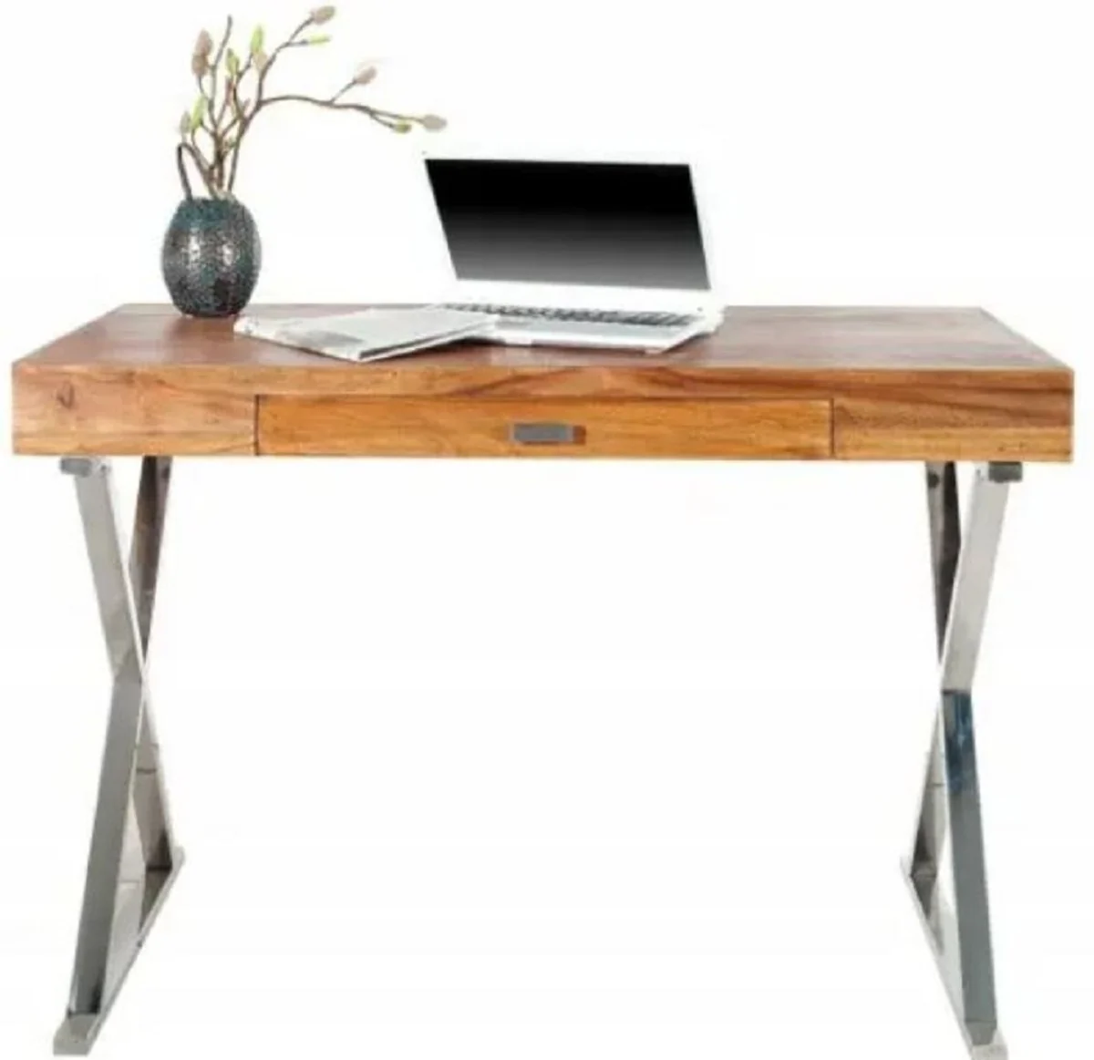 Casa Padrino escritorio con caj¨®n marr¨®n / plata 120 cm - Muebles de oficina