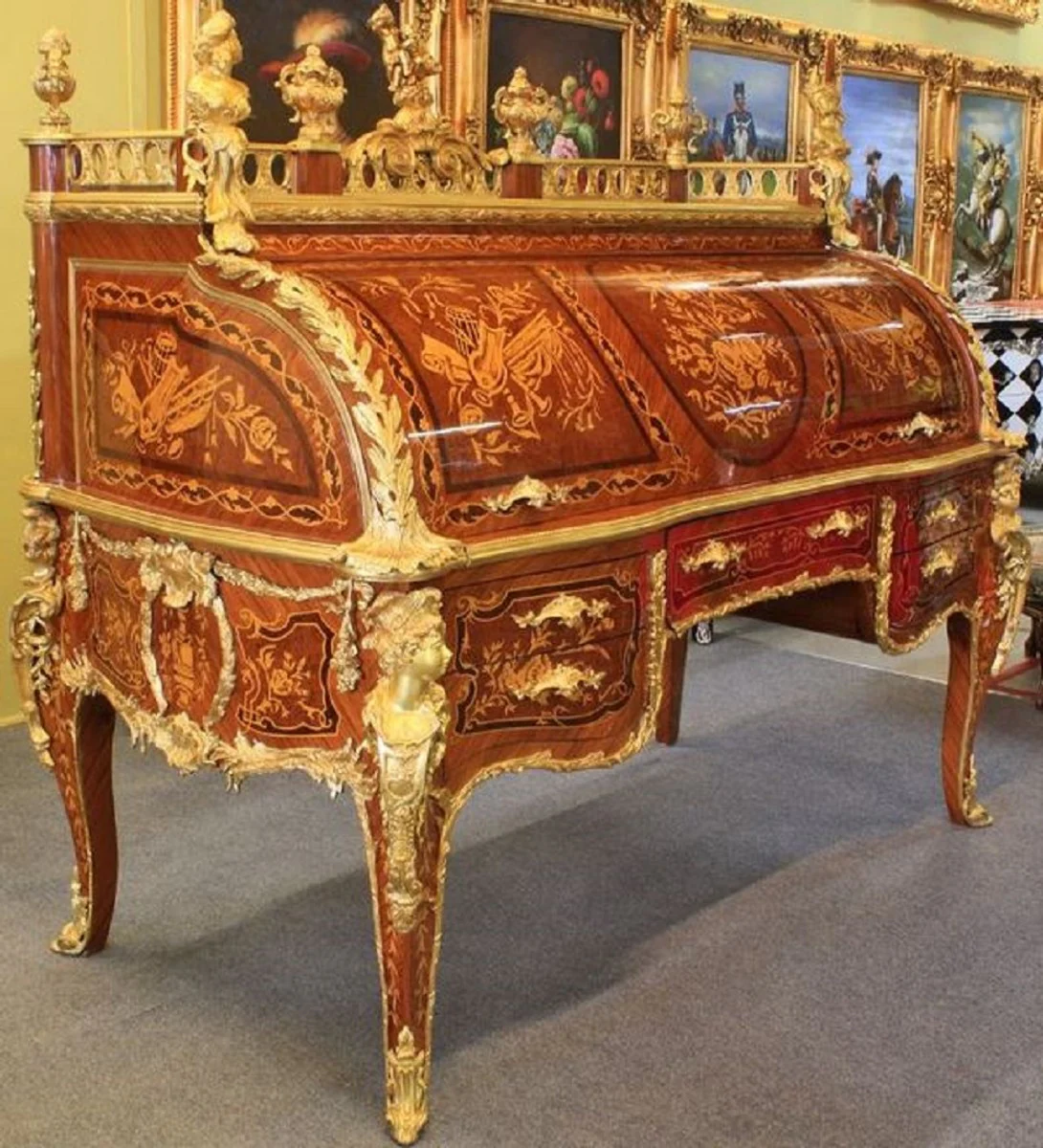 Casa Padrino escritorio barroco de lujo marr¨®n / oro 160 x 80 x H. 140 cm - Muebles de Oficina Barrocos