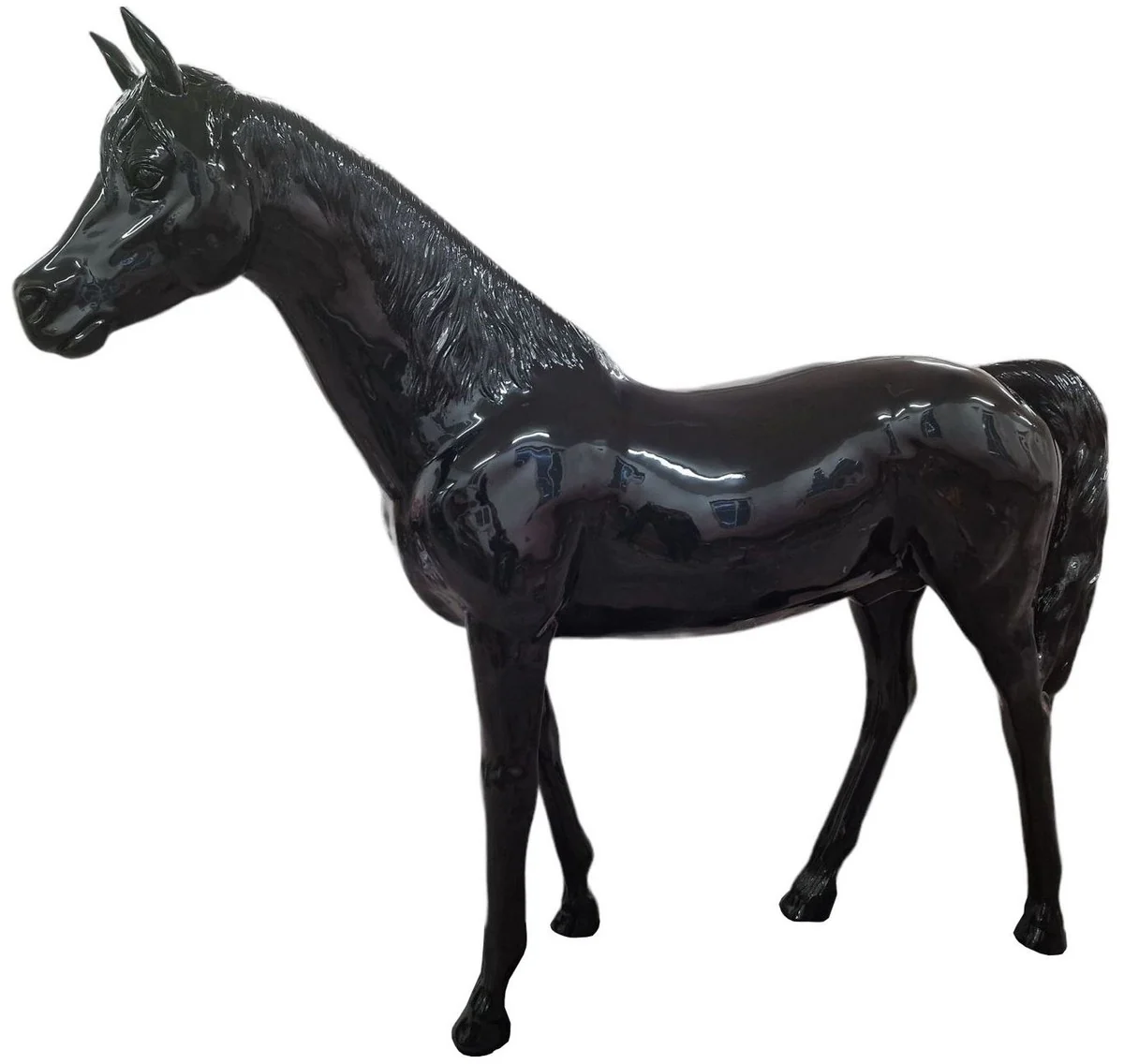 Casa Padrino escultura decorativa de lujo caballo negro 220 x A. 195 cm - Escultura de jard¨ªn enorme - Escultura de tama?o natural - Escultura decorativa XXL - Figura decorativa XXL
