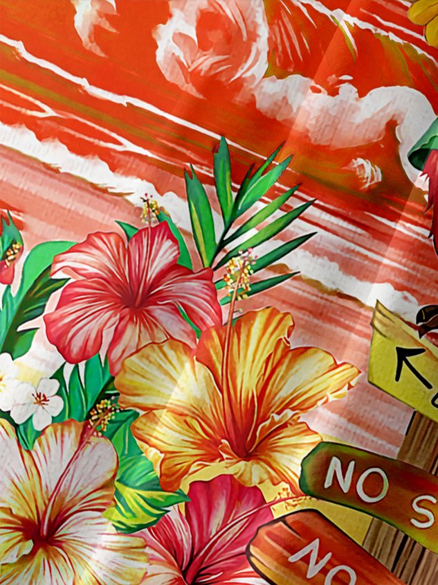 It's 5 O'Clock Somewhere Parrot Chest Pocket Short Sleeve Hawaiian Shirt