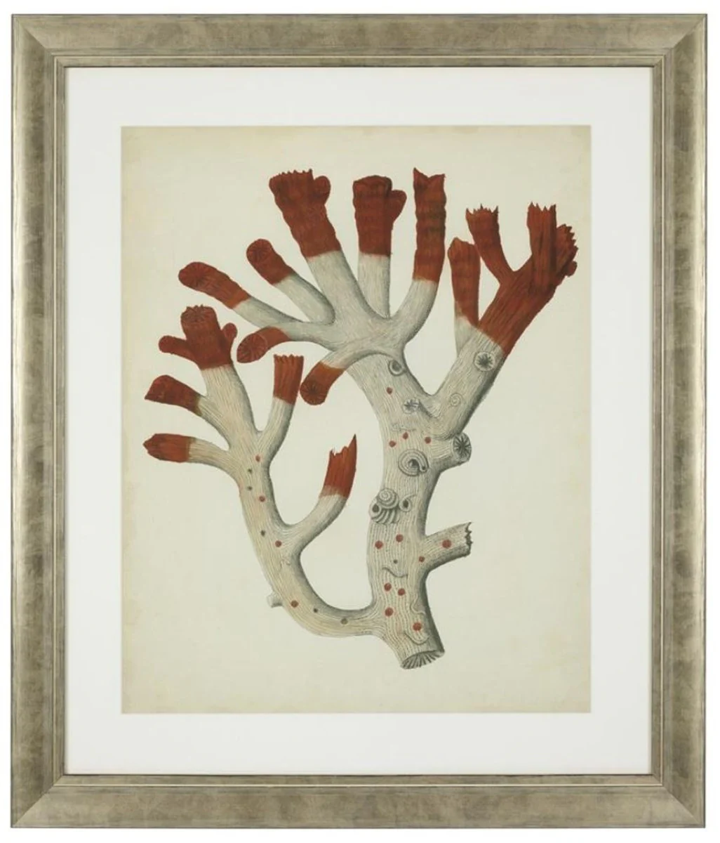 Casa Padrino Imágenes / Art Prints Conjunto de 6 rojos antiguos / plata antiguos 57,5 x H. 68 cm - Decoración de Lujo