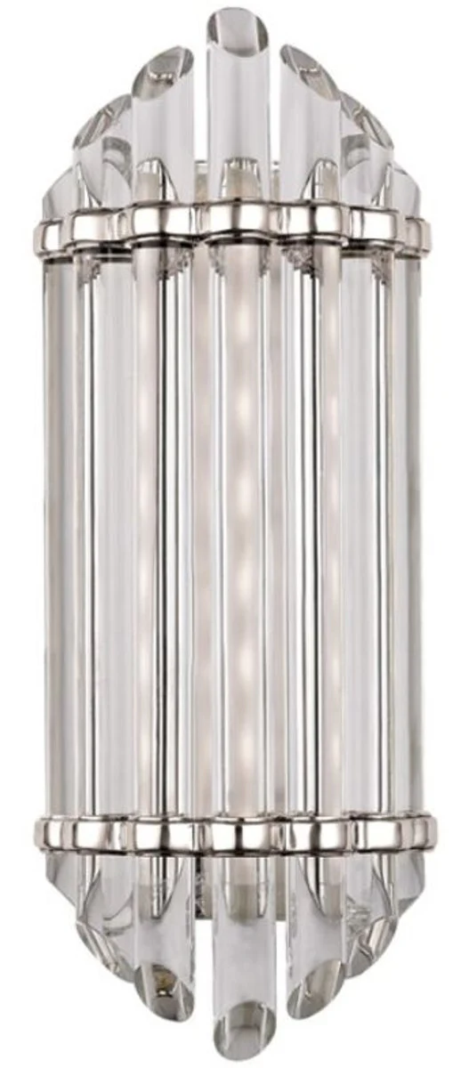 Casa Padrino Lámpara de Pared LED Art Deco de Lujo Plata 16,5 x 10,8 x A. 41,9 cm - Calidad de Lujo