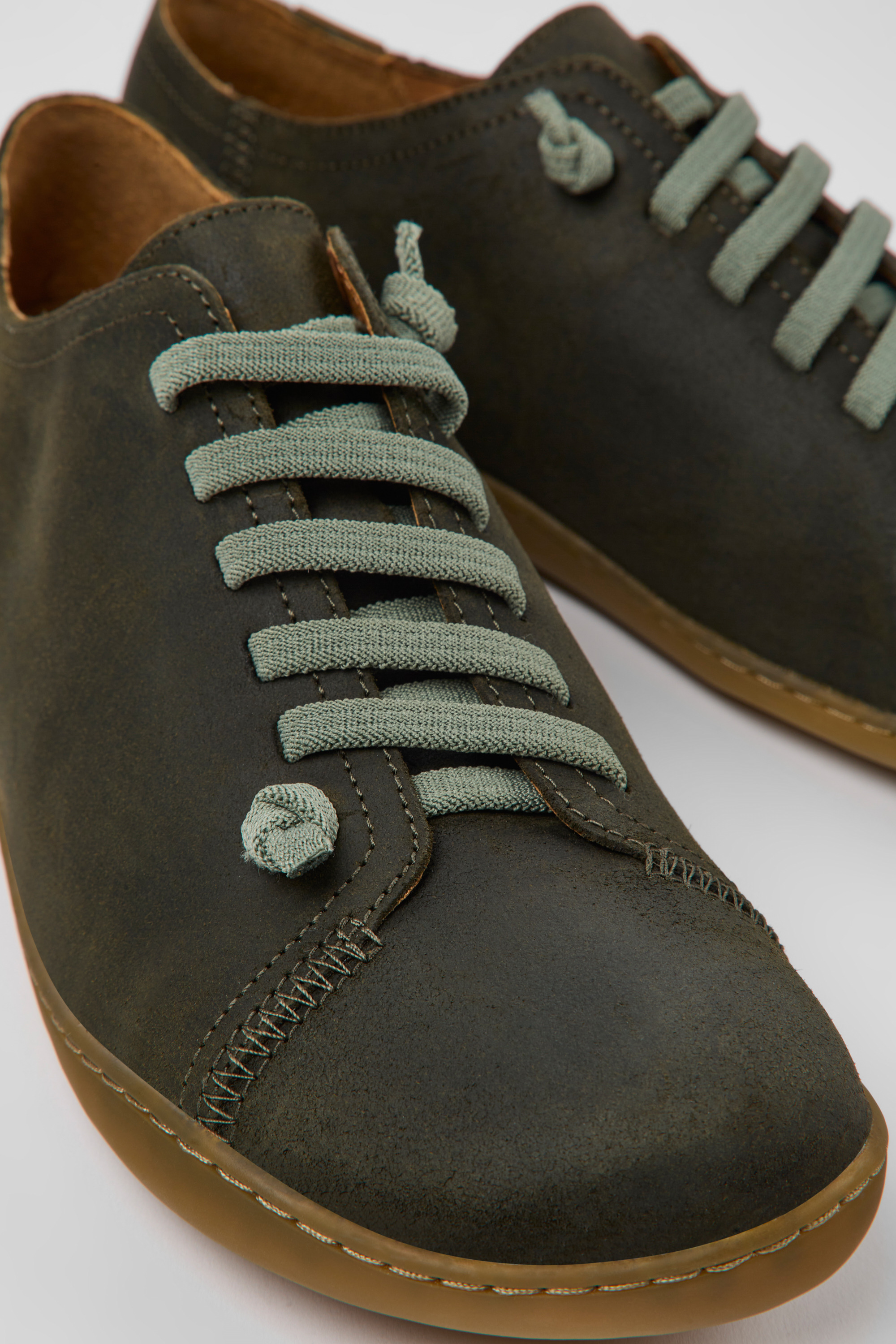 Peu - Green-gray nubuck shoes for men