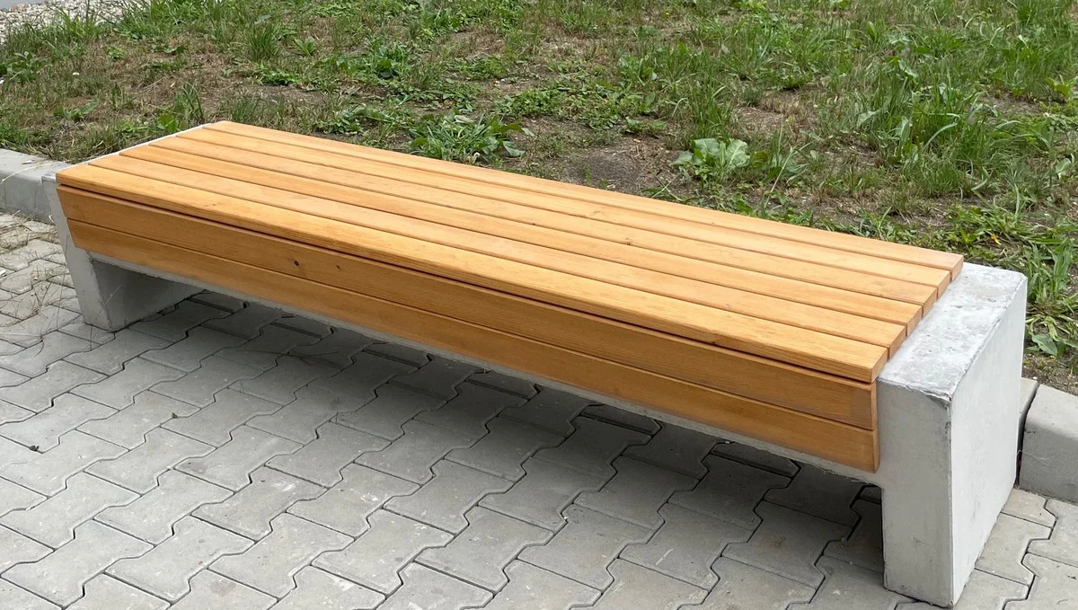 Casa Padrino banco de parque - banco urbano natural / gris 200 cm