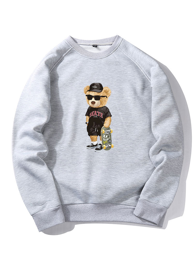 Skate Bear Print Raglan Sleeves Sweatshirt