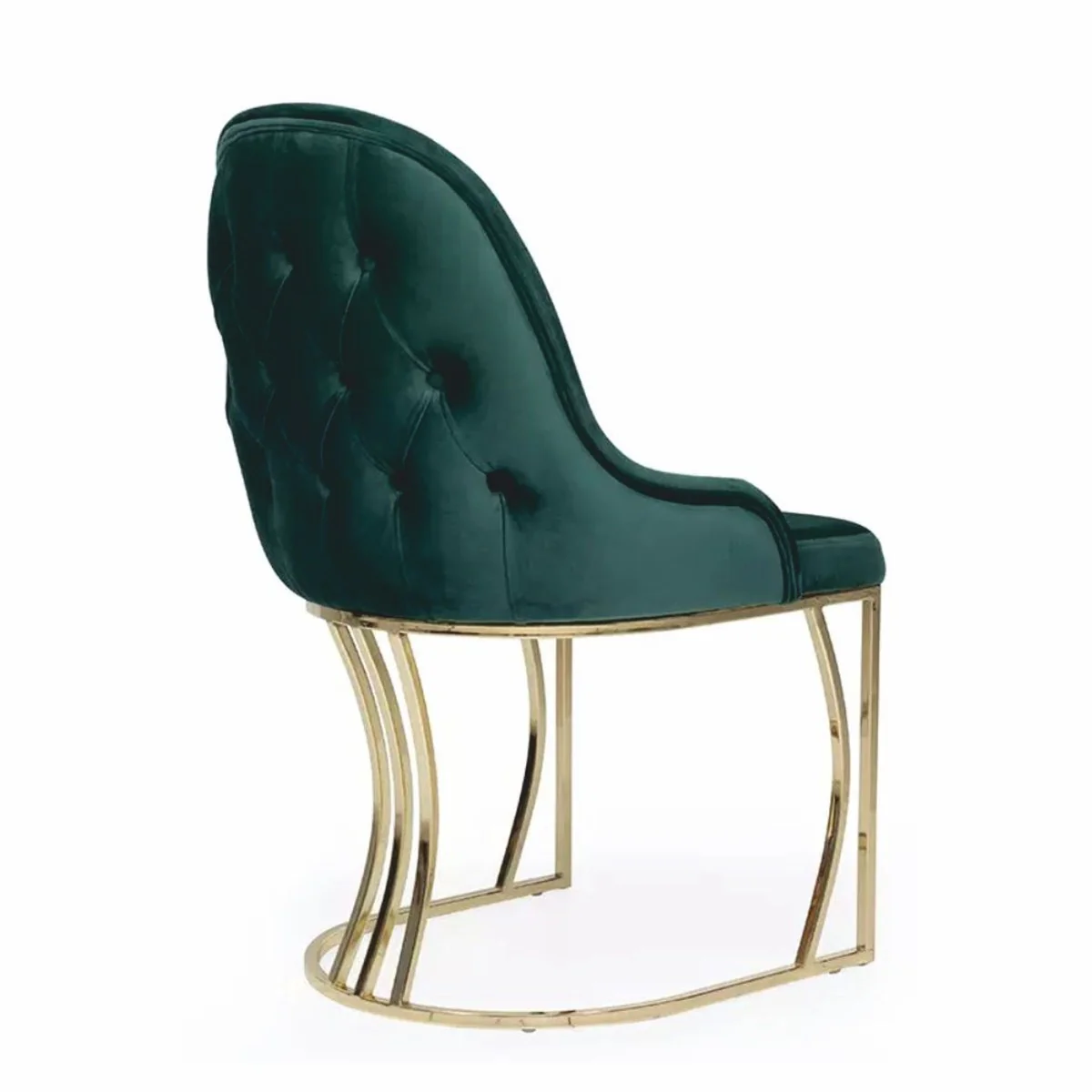 Casa Padrino silla de comedor Chesterfield de lujo de terciopelo con reposabrazos verde / oro - Muebles de comedor