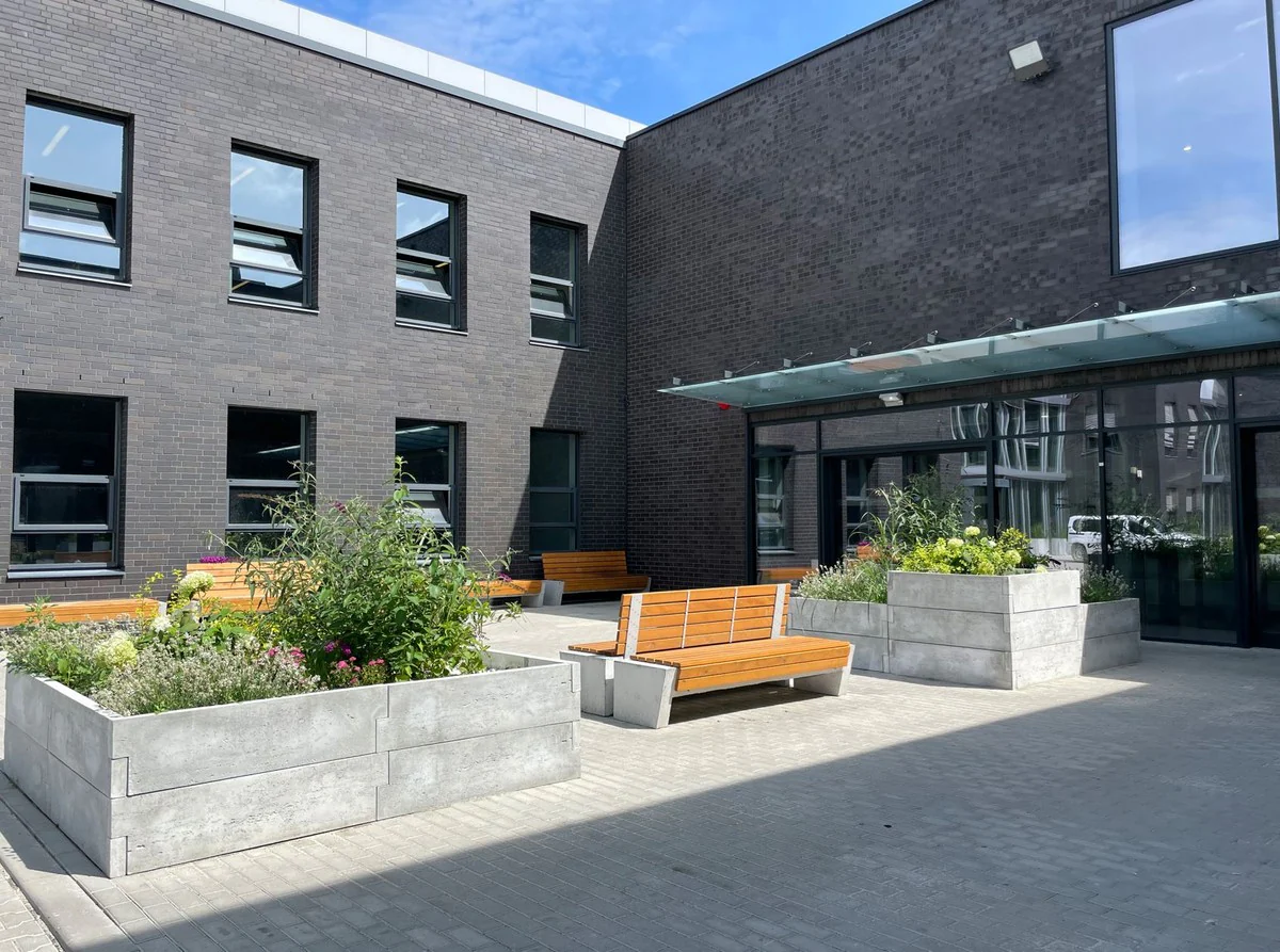 Casa Padrino banco de parque - banco urbano con respaldo natural / gris 200 cm