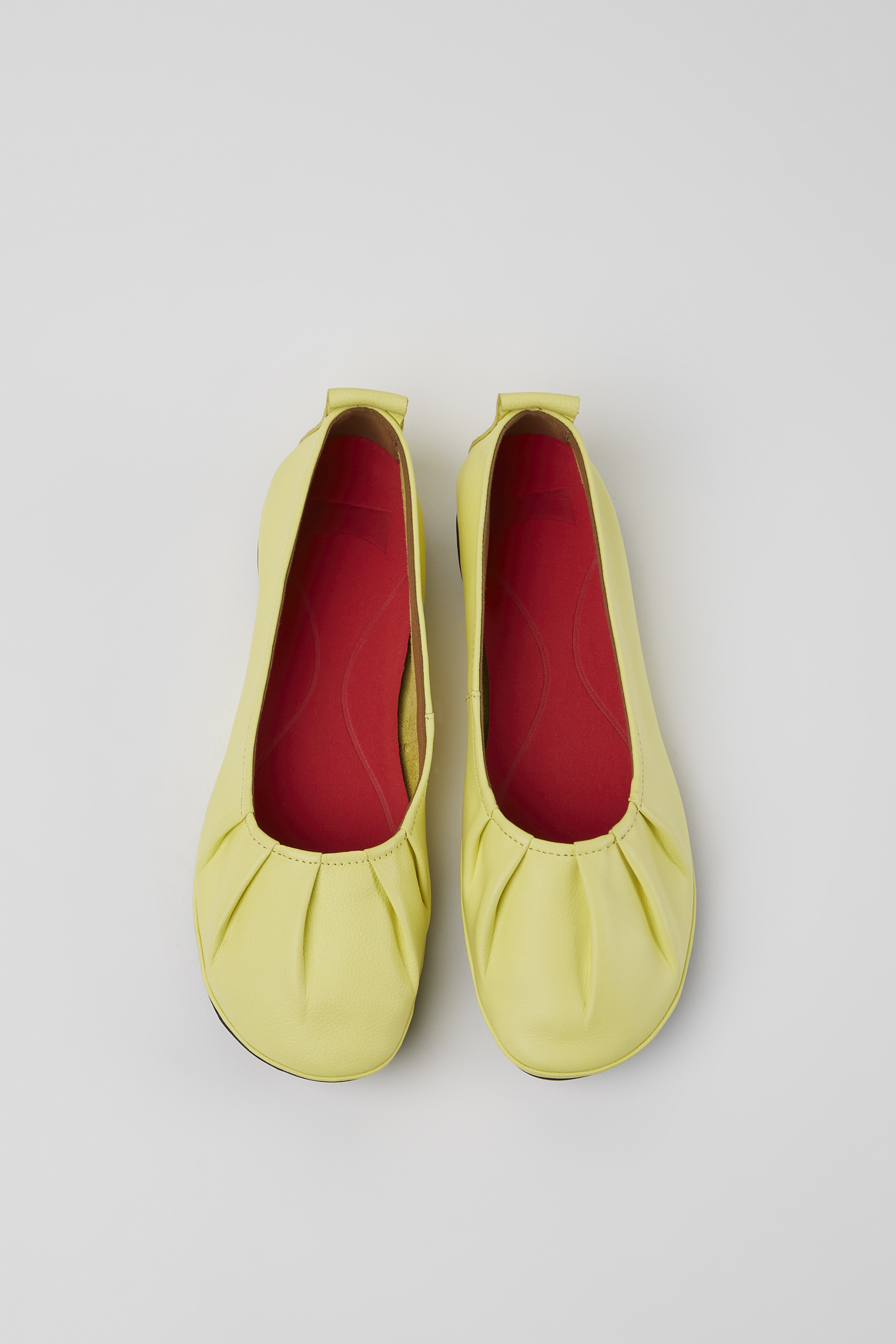 Right - Yellow leather ballerina flats for women