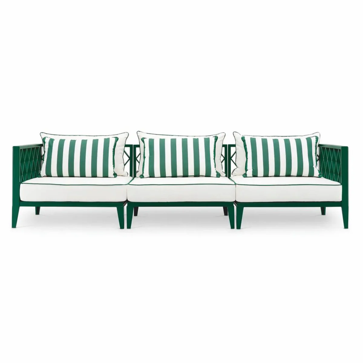 Casa Padrino sof¨¢ de jard¨ªn de lujo verde / blanco A. 275,5 cm - Muebles de jard¨ªn de exterior