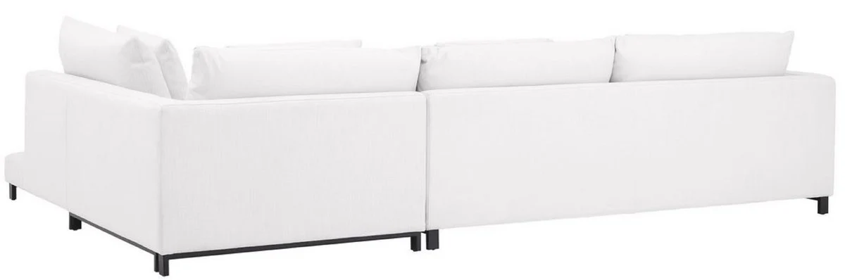 Casa Padrino sof¨¢ esquinero de lujo blanco / negro 320 x 200 x A. 64 cm - Noble sof¨¢ de sal¨®n con cojines - Muebles de Lujo - Calidad de Lujo