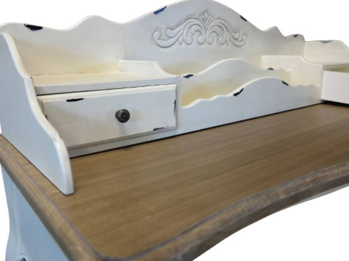 Casa Padrino Country Style Desk Antique White / Brown 90 x 40 x H. 102 cm - Desk in Shabby Chic Look