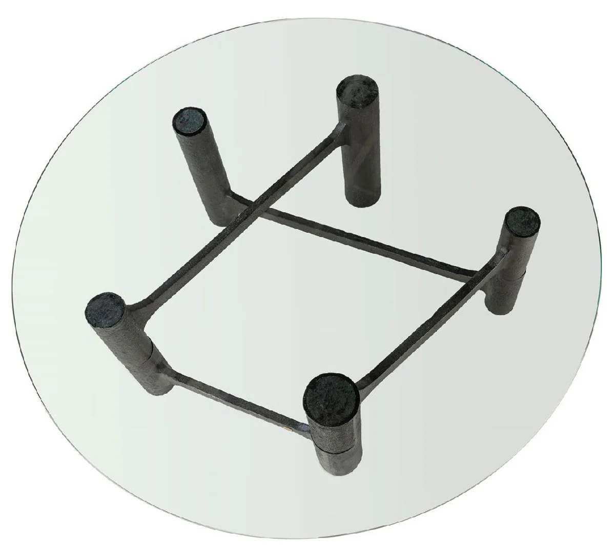 Casa Padrino mesa de centro de lujo negro antiguo ? 110 x A. 40,5 cm - Mesa de sal¨®n redonda de aluminio con tapa de vidrio - Muebles de sal¨®n - Muebles de lujo - Interiores de lujo