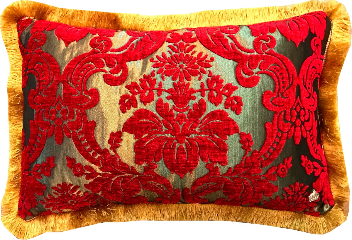 Almohada de lujo Pomp??s de Casa Padrino de Harald Gl??ckler Elegance Collection patr¨®n barroco rojo / dorado 35 x 55 cm - almohada de lujo