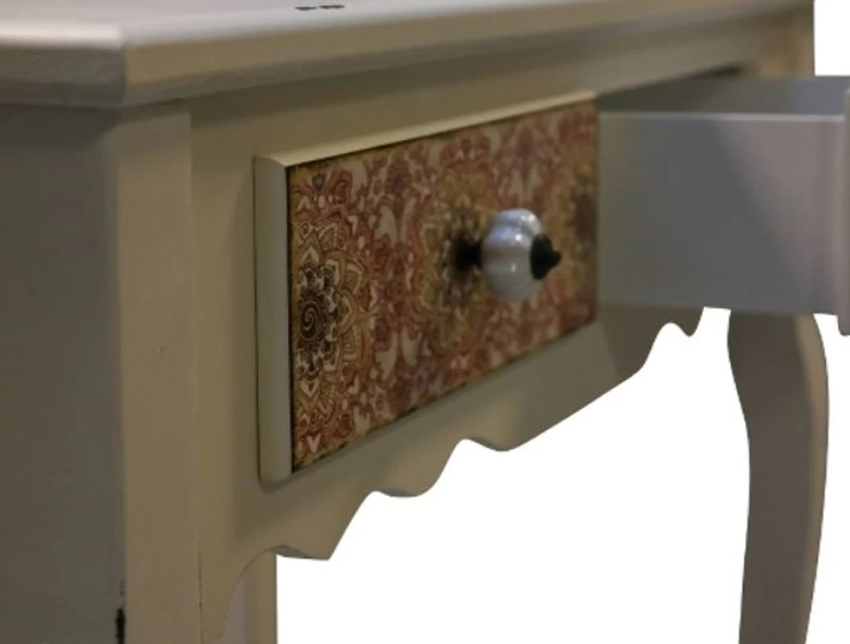 Casa Padrino Country Style Console Antique White / Multicolored 80 x 40 x H. 74 cm - Shabby Chic Furniture