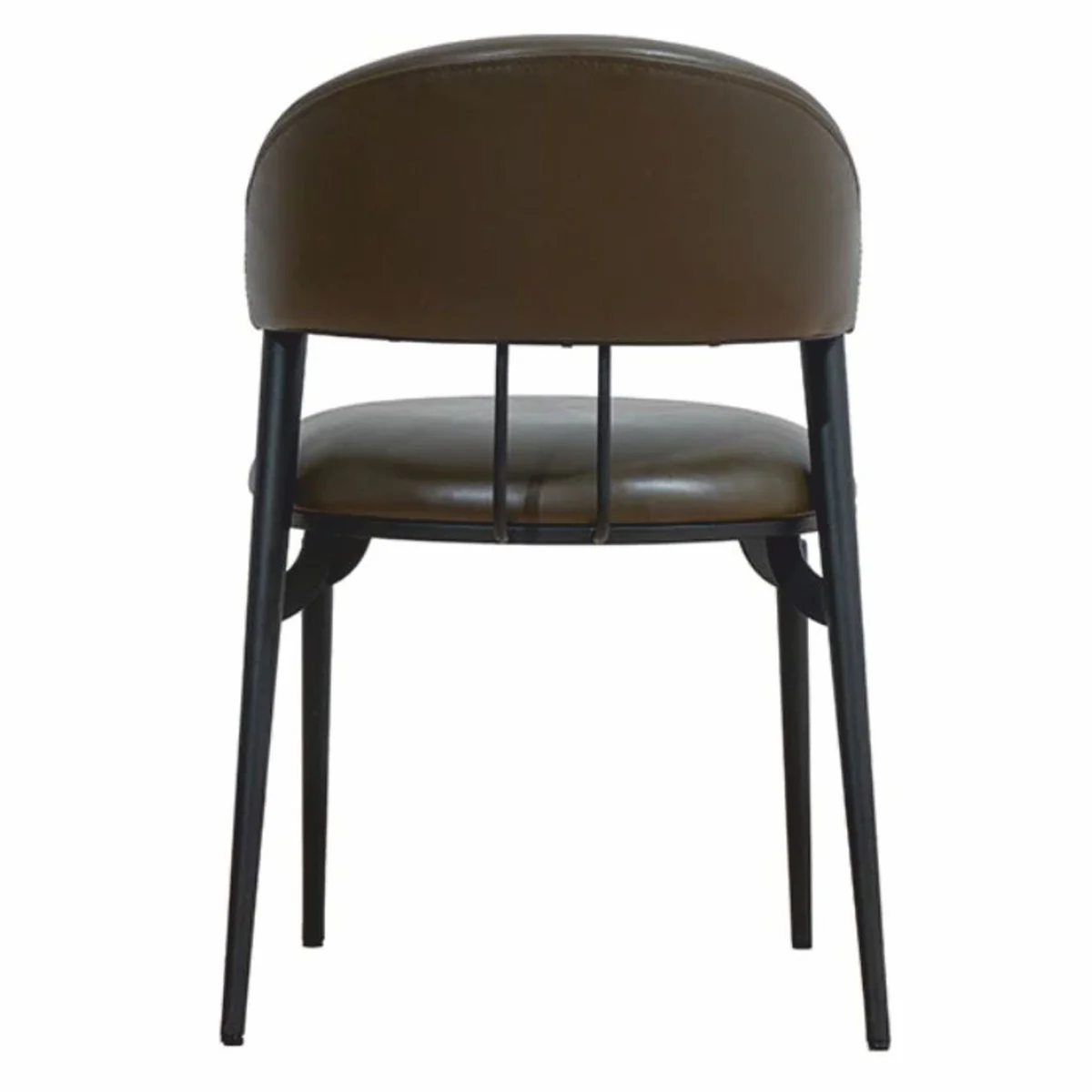 Casa Padrino silla de comedor de cuero artificial de lujo gris oscuro / negro - Muebles de comedor