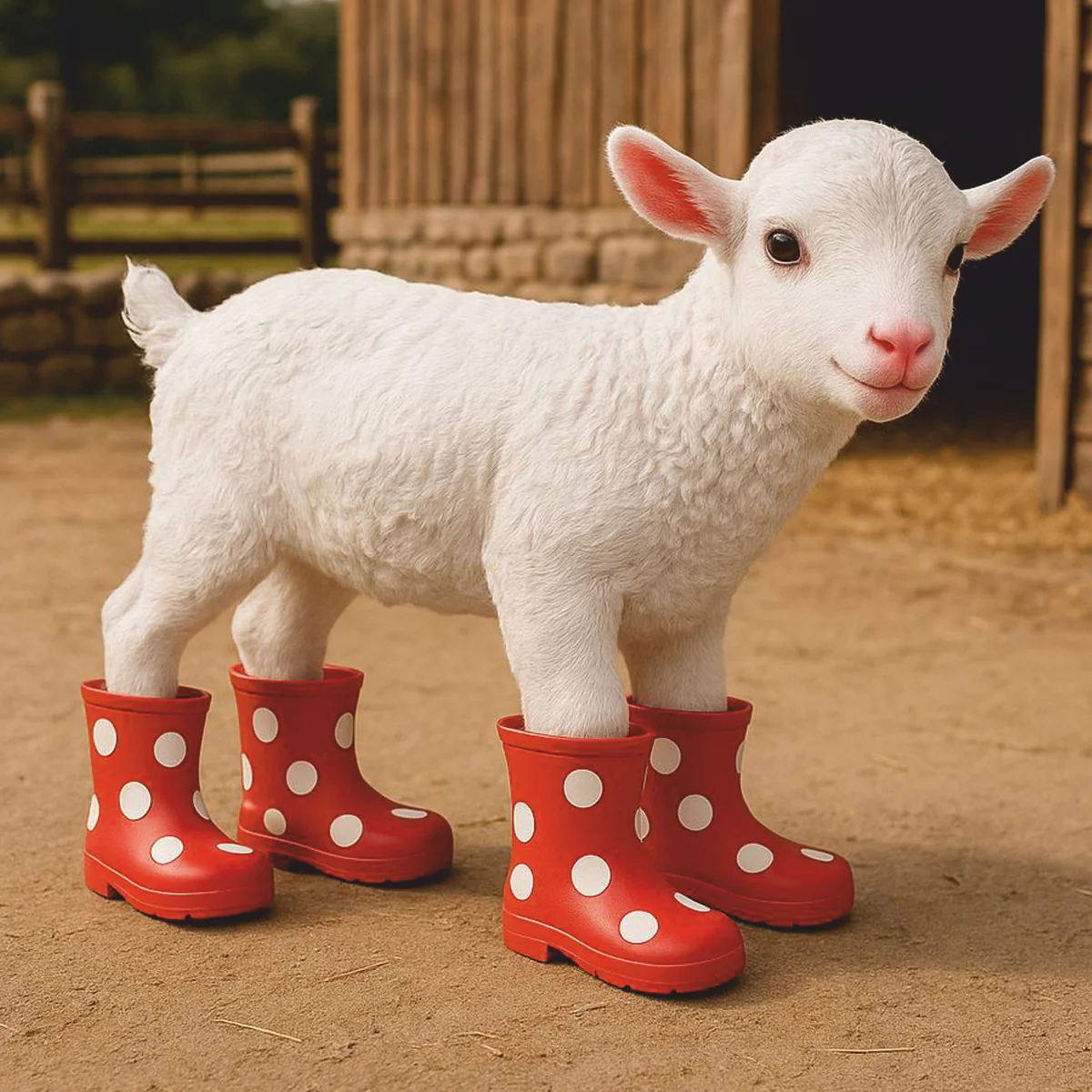 Casa Padrino figura decorativa cabra con botas de goma blanco / rojo 42 cm - Escultura Decorativa