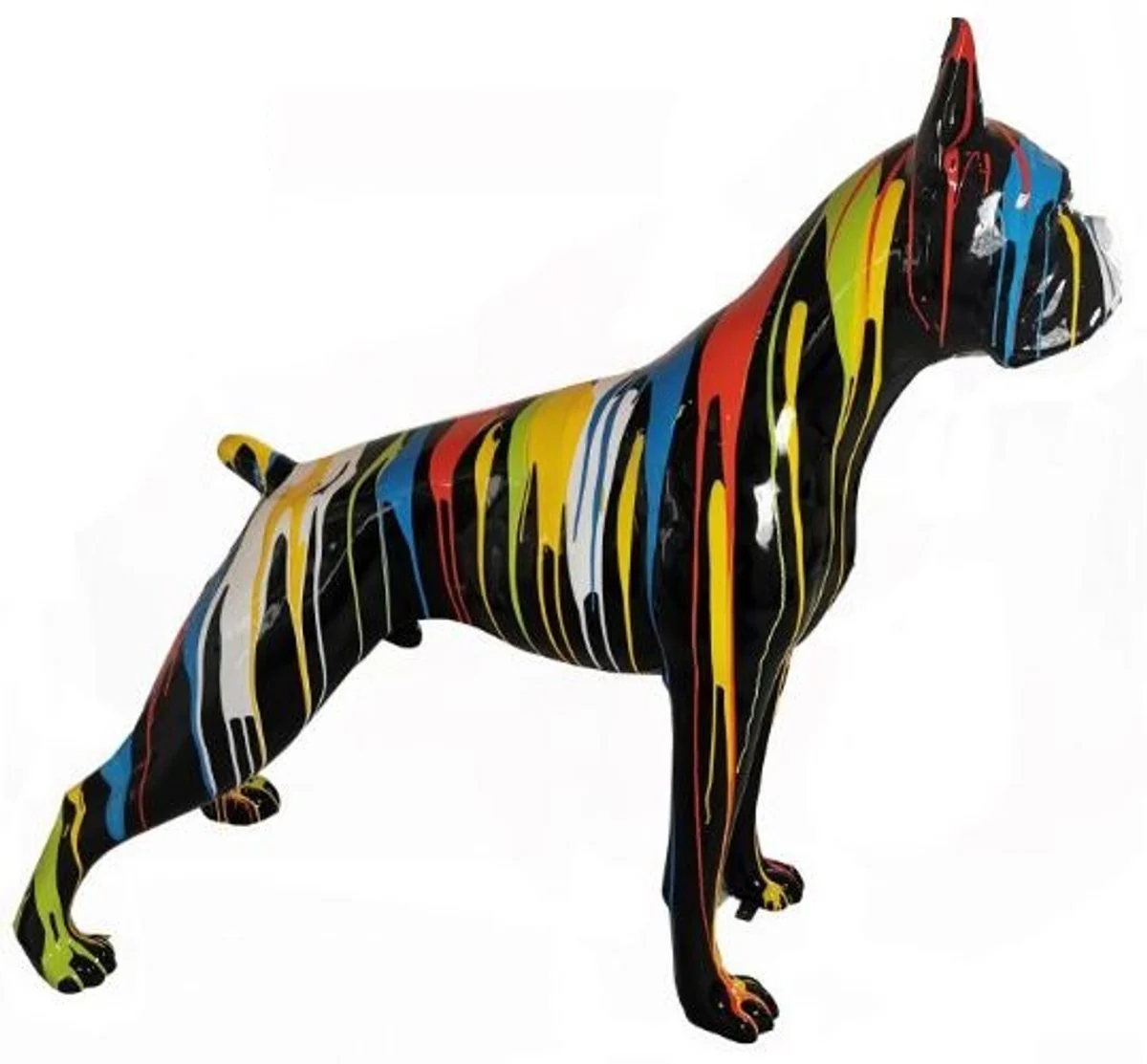 Casa Padrino figura decorativa boxer perro negro / multicolor 190 x A. 173 cm - Escultura decorativa enorme resistente a la intemperie - Decoracion jardin figura animal