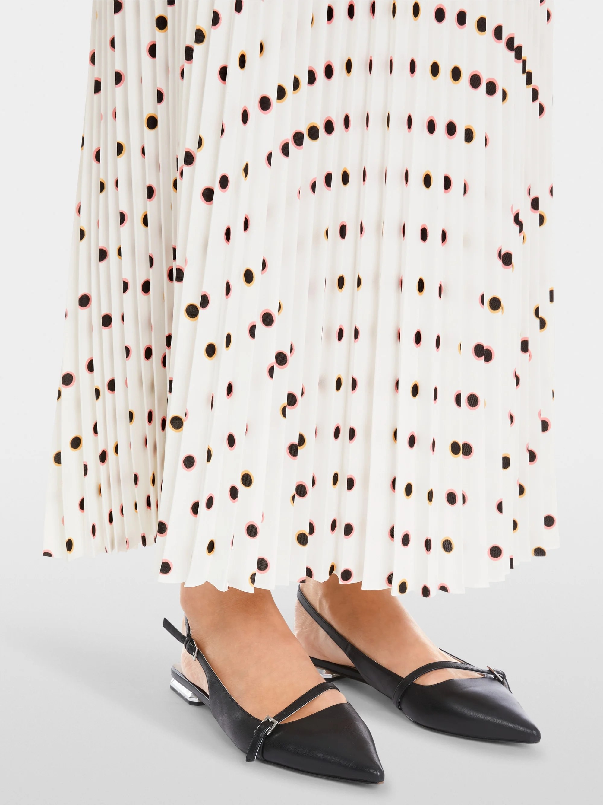 Marc-Cain Maxi Pleated Skirt with Polka Dot Print