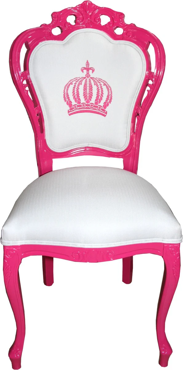 Pomp??s by Casa Padrino Luxury Baroque Dining Chair Blanco / Rosa - Pomp??ser Baroque Chair dise?ada por Harald Gl??ckler
