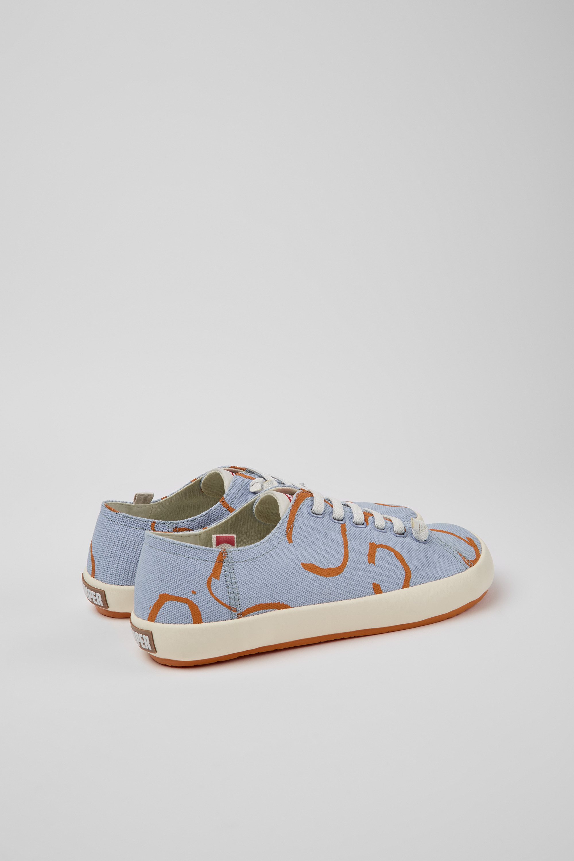 Peu Rambla - Blue and orange printed sneakers for men