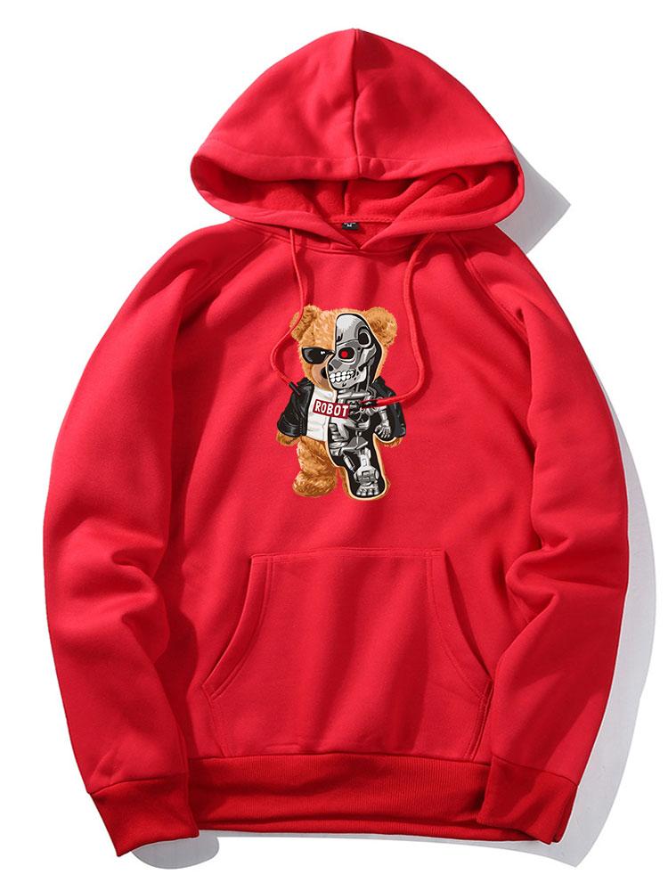 Robotic Bear Print Hoodie
