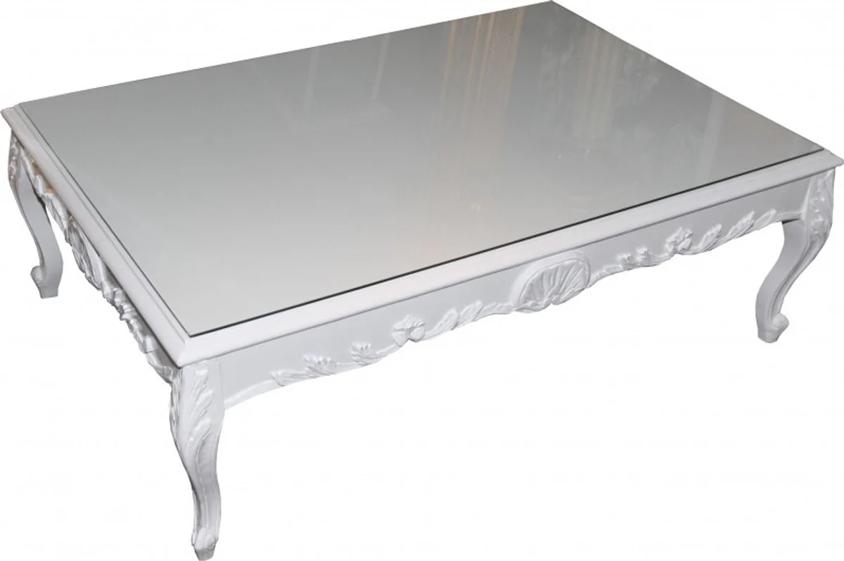 Casa Padrino Baroque Coffee Table White 120 x 85 cm - coffee table - coffee table - Limited Edition