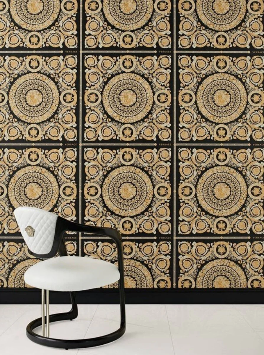 Papel Pintado no Tejido Barroco de Diseño Versace IV 37055-3 - Negro / Oro - Papel Pintado de Diseño - Alta Calidad