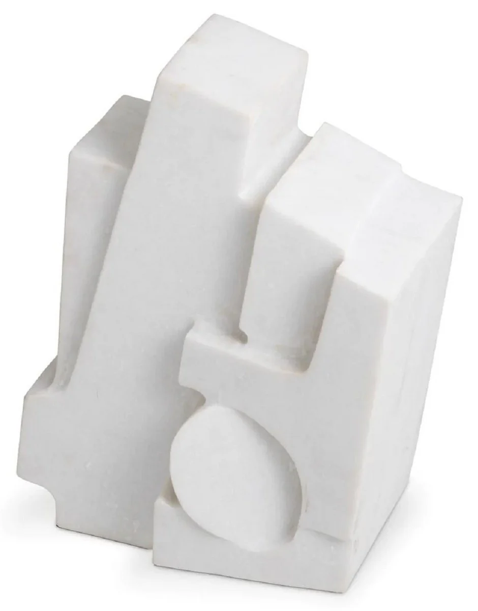 Casa Padrino objeto decorativo de mármol de lujo blanco 27 x 15 x A. 38,5 cm - Decoración de sala de estar - Decoración de escritorio - Decoración de mármol - Colección de lujo
