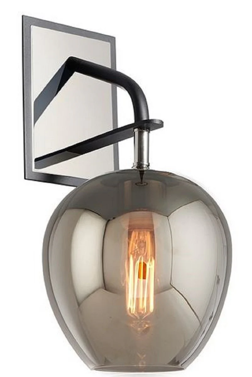 Casa Padrino lámpara de pared de lujo negro / plata / gris 17,8 x 22,9 x H. 40 cm - Calidad de Lujo