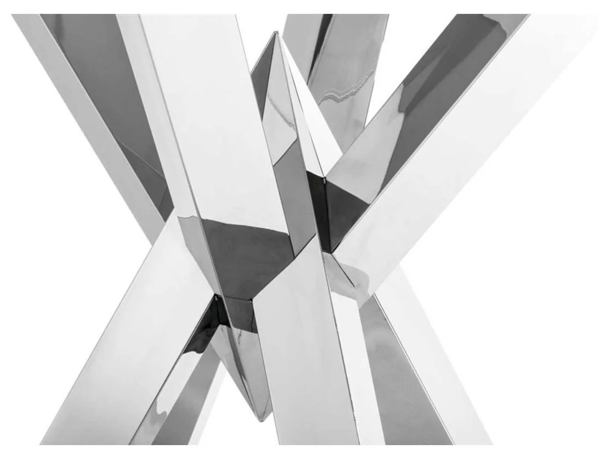 Casa Padrino mesa de comedor de acero inoxidable de lujo con tapa de cristal 125 x H. 77 cm - muebles de comedor