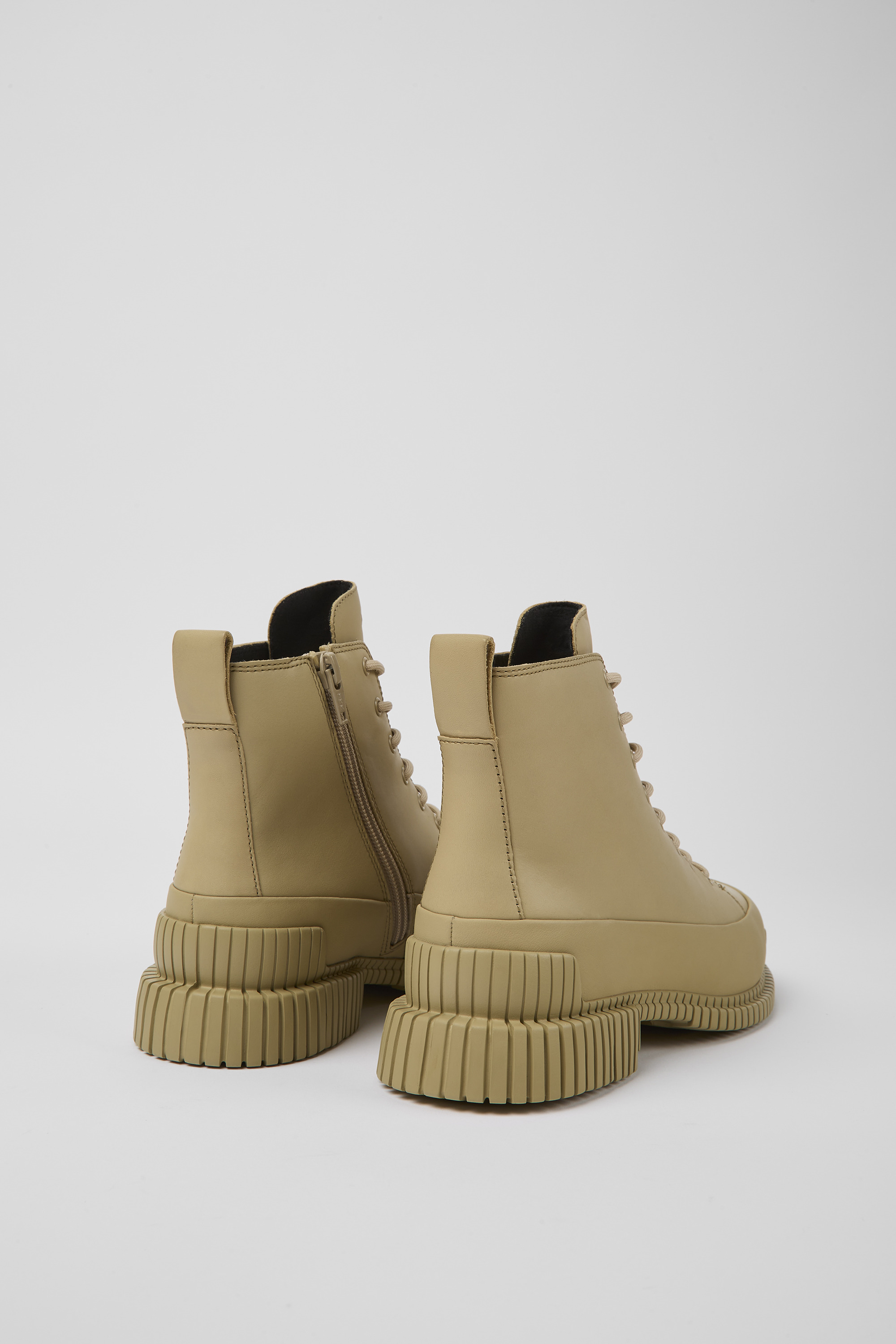 Pix - Beige leather ankle boots for women