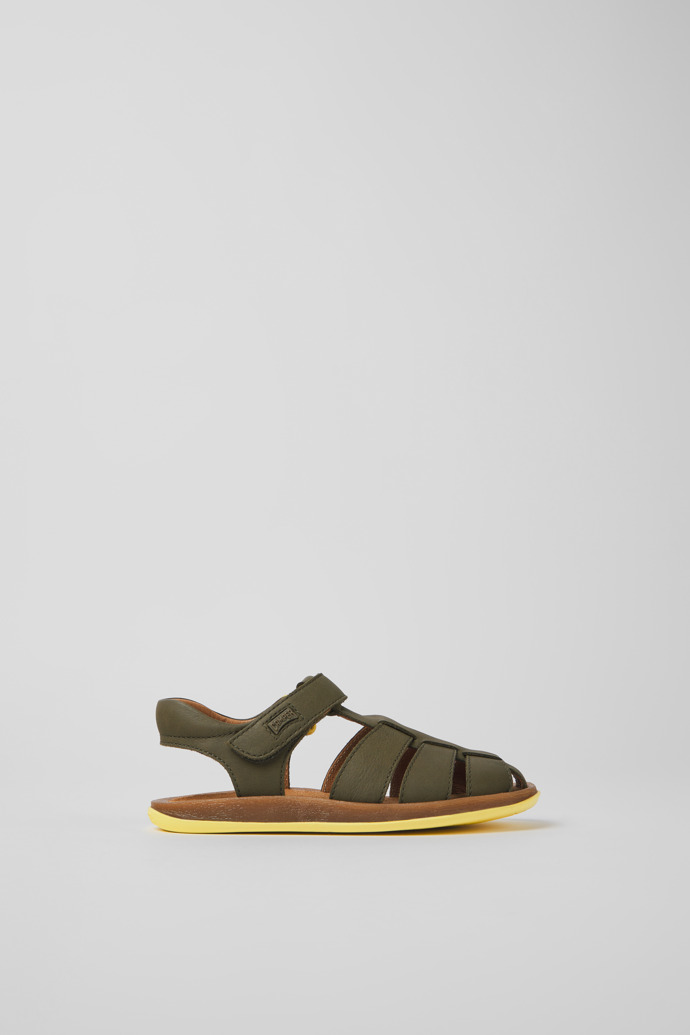 Bicho Green leather sandals for boys