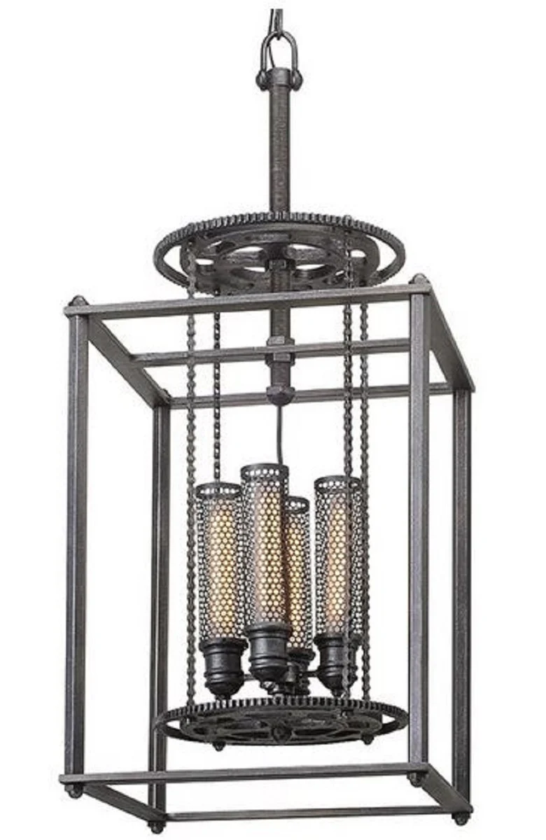 Casa Padrino lámpara colgante / lampara industrial de lujo estaño antiguo 41,9 x 41,9 x H. 97,2 cm - Colección de Lujo