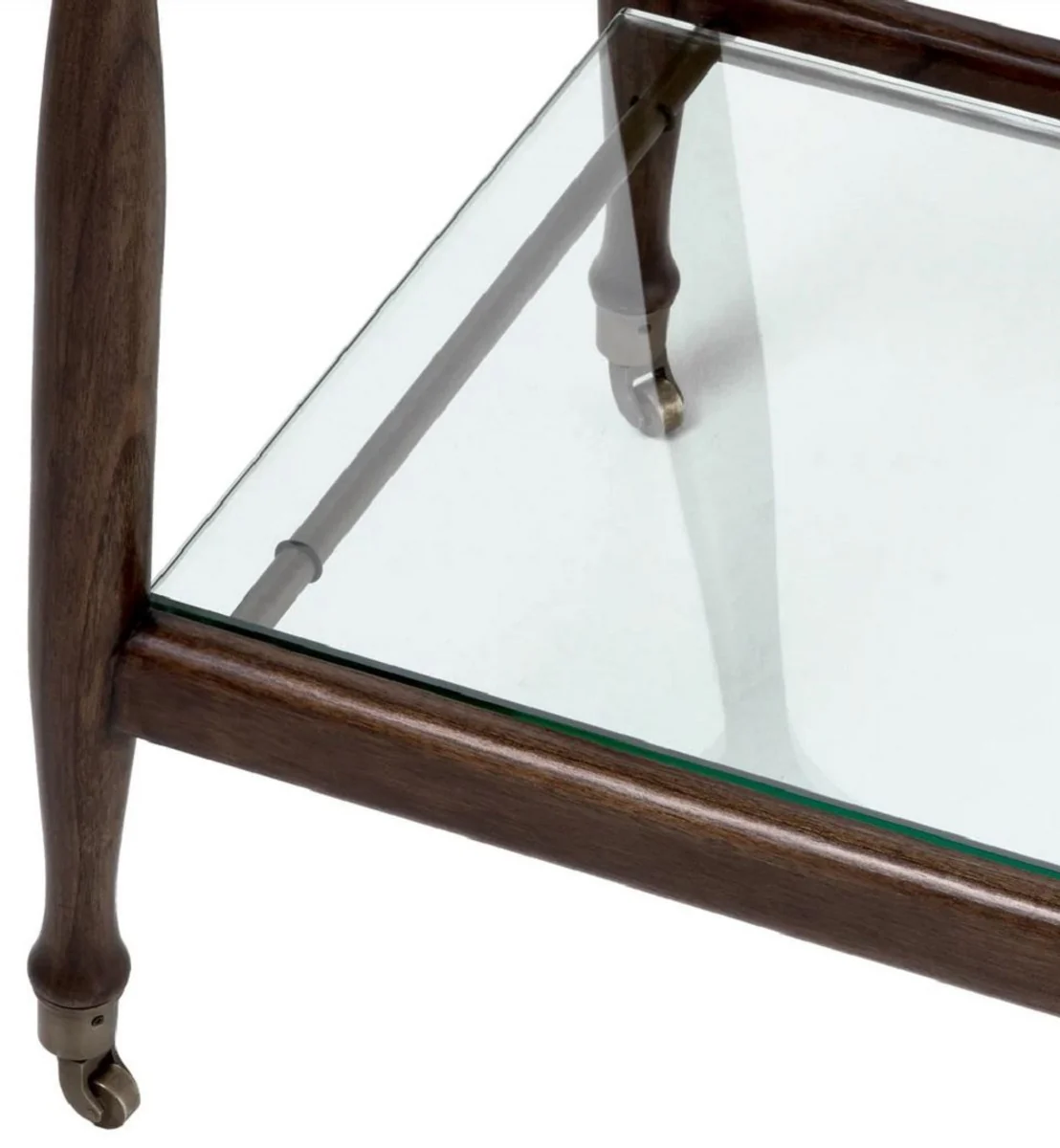 Casa Padrino carrito de servicio de lujo de madera maciza con tapas de vidrio marr¨®n 86 x 50 x A. 75,5 cm - Carrito gastron¨®mico restaurante hotel - Accesorios gastron¨®mico restaurante hotel lujo