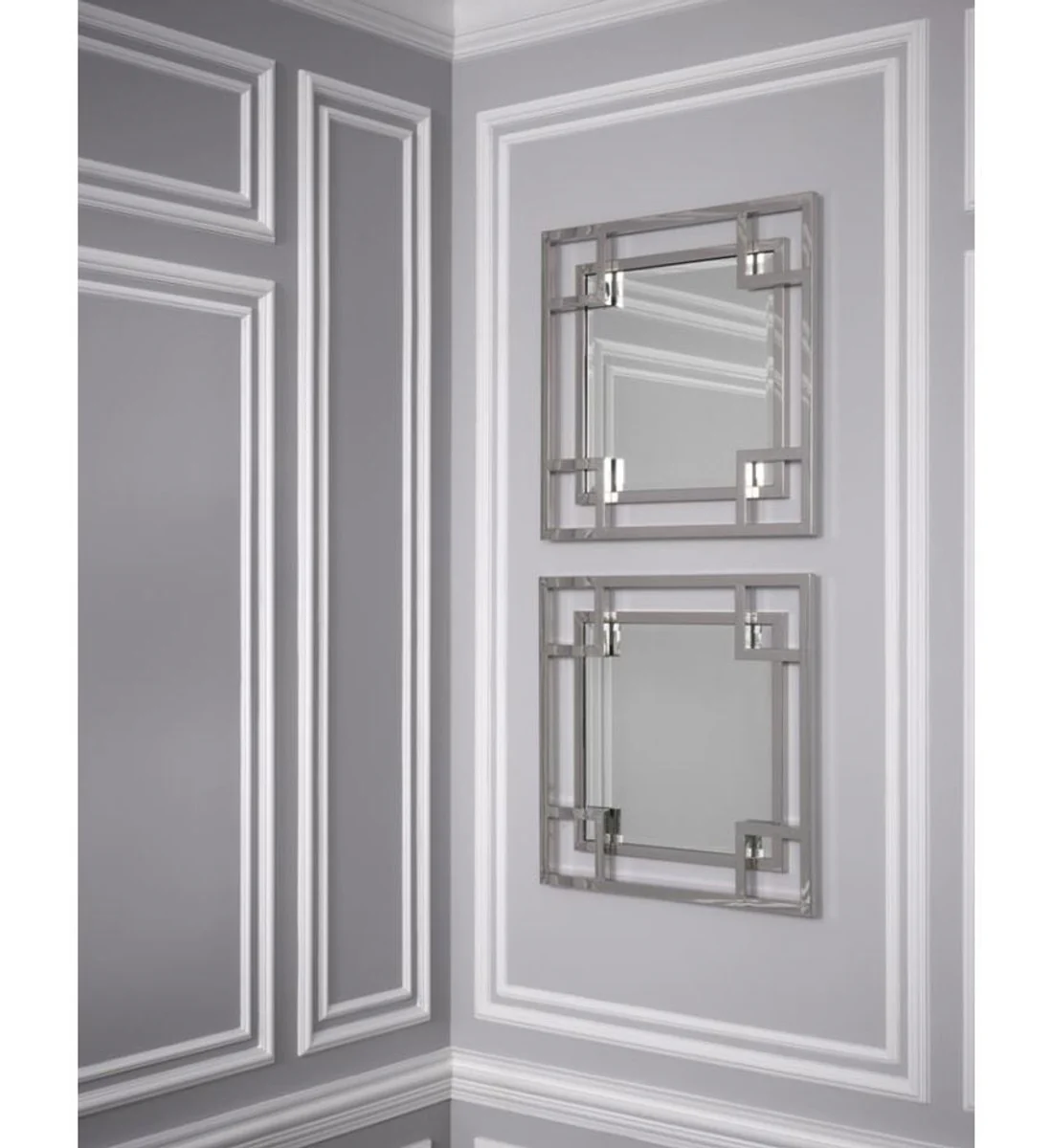 Casa Padrino pared de dise?o de lujo espejo de plata 90 x H. 90 cm - espejo de lujo