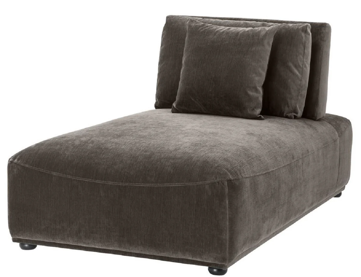 Casa Padrino Chaise Longue de Lujo Gris / Negro 93 x 158 x H. 83 cm - Silla Reclinable con Respaldo y 2 Cojines - Muebles de Sal¨®n