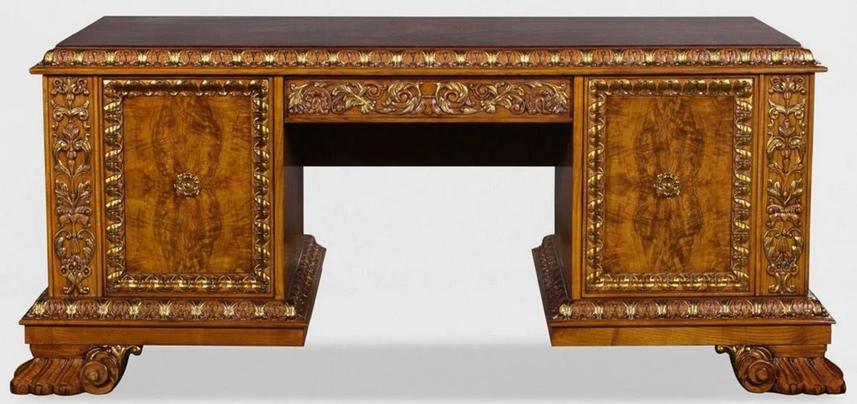 Casa Padrino escritorio de madera maciza de lujo marr¨®n 184 x 96 x A. 78 cm - Escritorio de oficina - Escritorio de computadora - Muebles de oficina - Muebles de lujo - Calidad de lujo