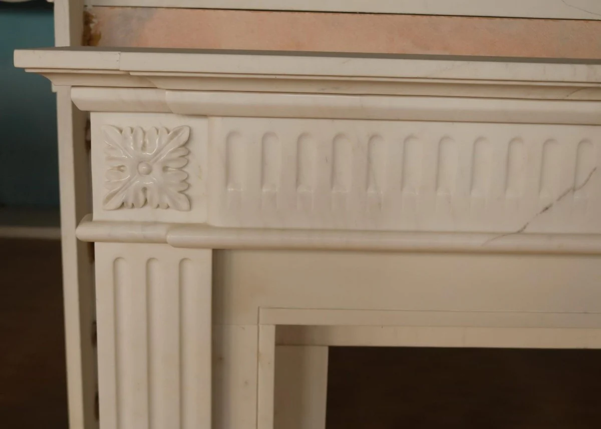 Casa Padrino marco de chimenea de m¨¢rmol barroco de lujo blanco 141 x A. 120 cm