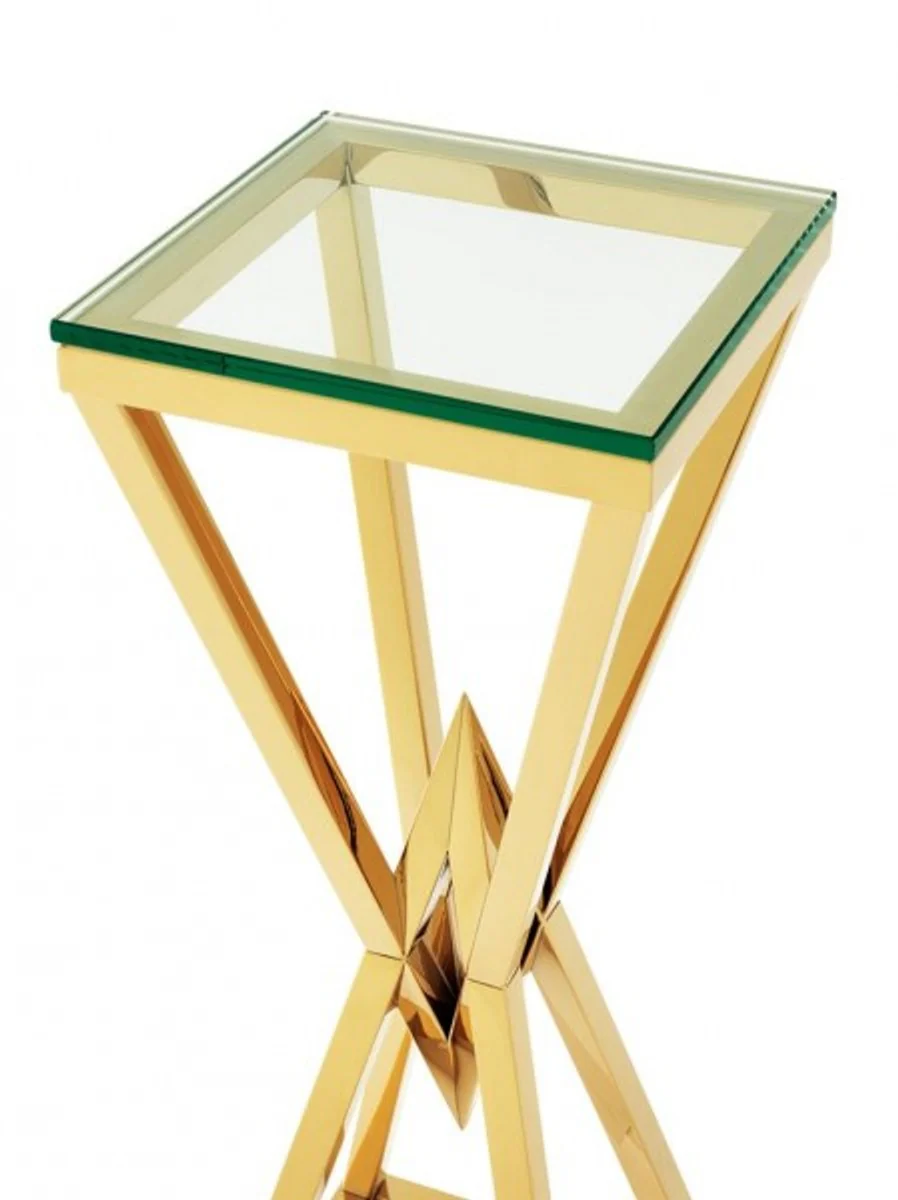 Casa Padrino luxury side table / column stainless steel gold finish 35 x 35 x H 101 cm - table furniture