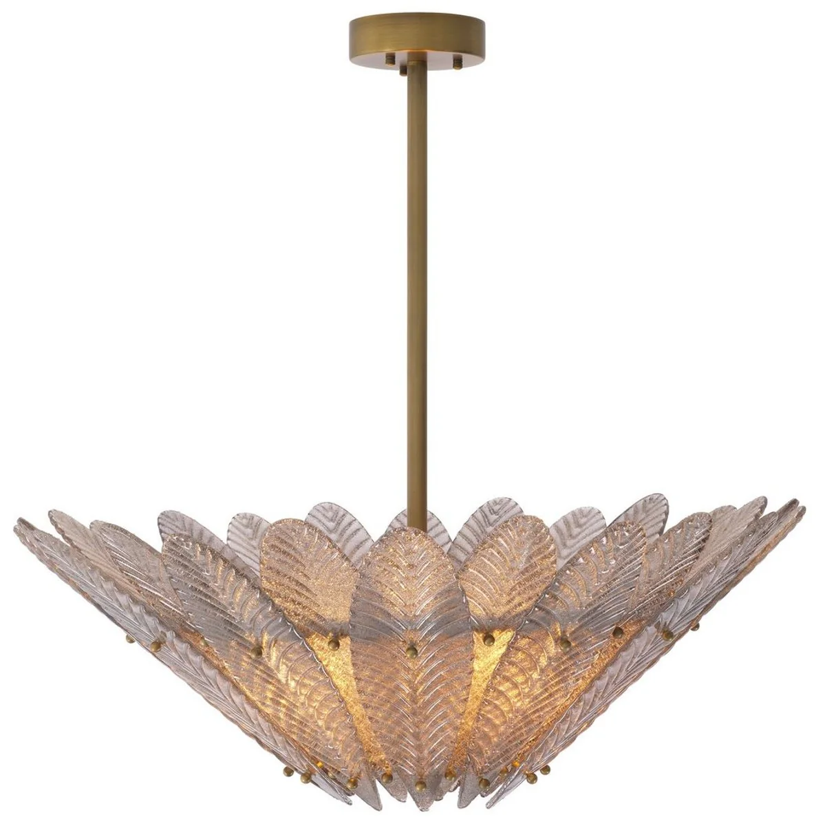 Casa Padrino araña de luces de lujo latón antiguo / gris Ø 86 x A. 80,5 cm - Lámpara de salón redonda con vidrio soplado a boca - Calidad de Lujo