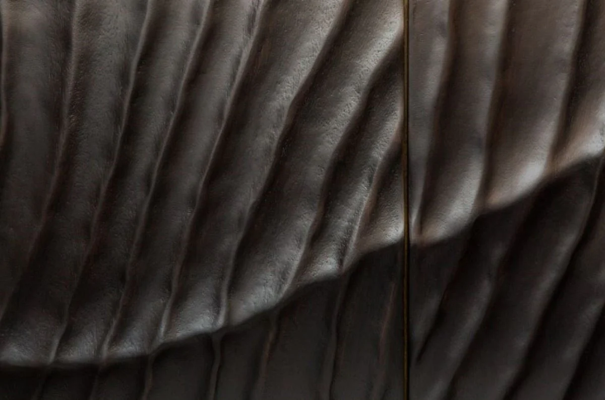 Casa Padrino aparador de lujo con talla 3D hecha a mano y 4 puertas gris oscuro / oro 177 x 45 x A. 76 cm - Gabinete TV - Gabinete de sal¨®n - Muebles de sal¨®n