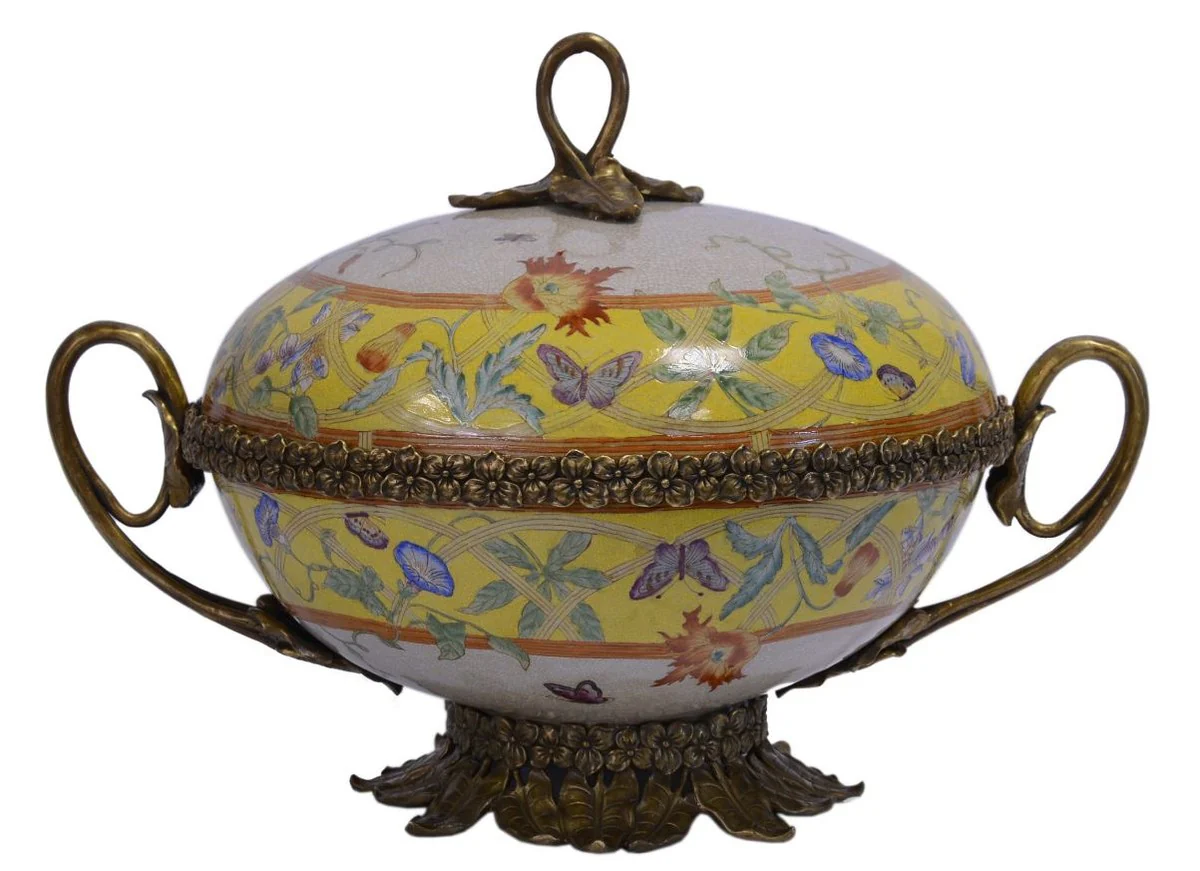 Casa Padrino luxury baroque porcelain bowl with lid 39 x 29 x H. 26,8 cm